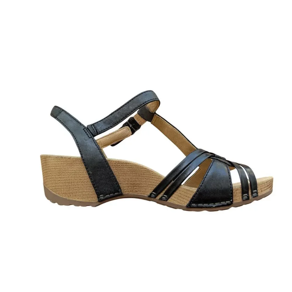 DANSKO TIA Milled Burnished chunky wedge Sandals, size Women's 10